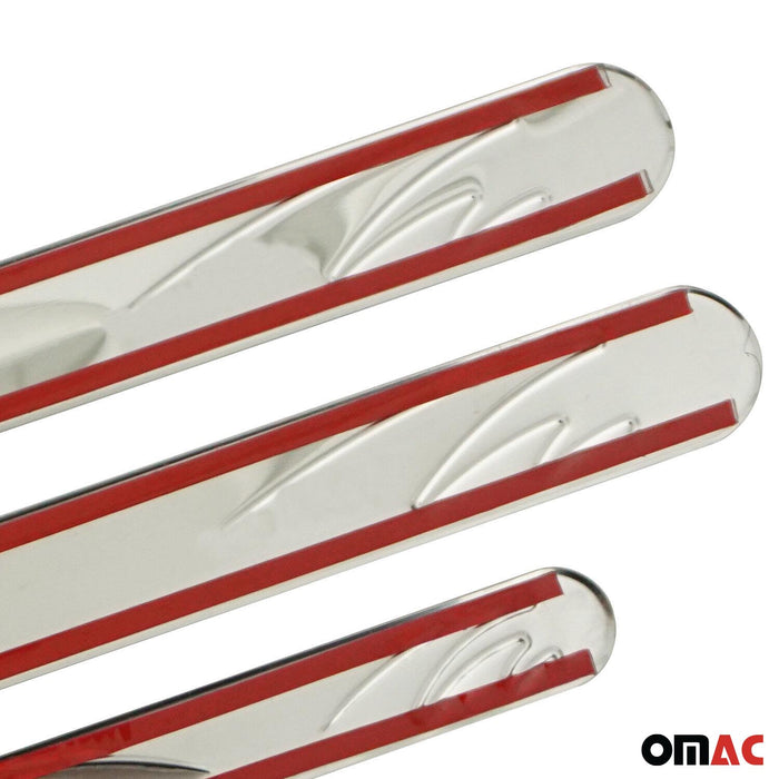 Chrome Door Sill Cover Wave Step Protector Stainless Steel 4 Pcs