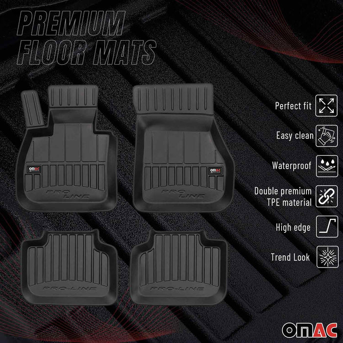 OMAC Premium Floor Mats for  for BMW X1 F48 2015-2022 TPE Rubber Black 4Pcs