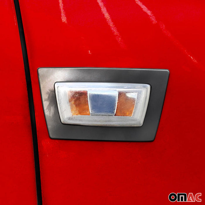 Fits Opel Corsa 2015-2019 Dark Chrome Side Indicator Frame Trim S.Steel 2 Pcs