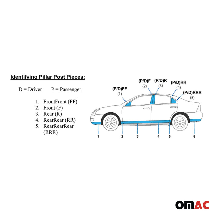 Brushed Matte Black Pillar Trim 4Pc Fits 2007-2020 Toyota Tundra