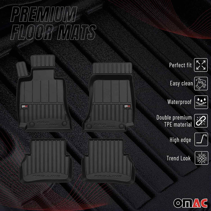 OMAC Premium Floor Mats for for Mercedes C Class W205 S205 2015-2021 Black 4x