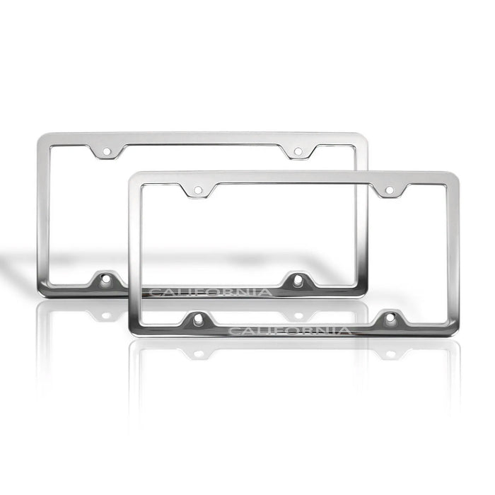 License Plate Frame tag Holder for Toyota RAV4 Steel California Silver 2 Pcs