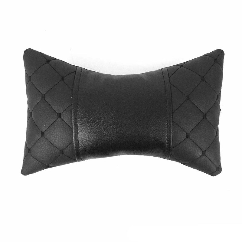 1x Car Seat Neck Pillow Head Shoulder Rest Pad PU Leather Black