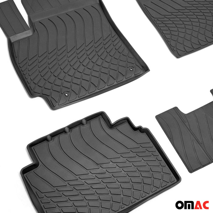 OMAC Floor Mats Liner for Kia Seltos 2021-2024 Black TPE All-Weather 4 Pcs