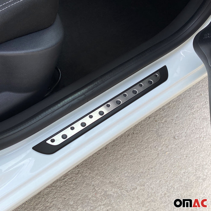 Door Sill Scuff Plate Scratch Protector for Audi Q3 Q5 Q7 Q8 Steel Silver 4 Pcs