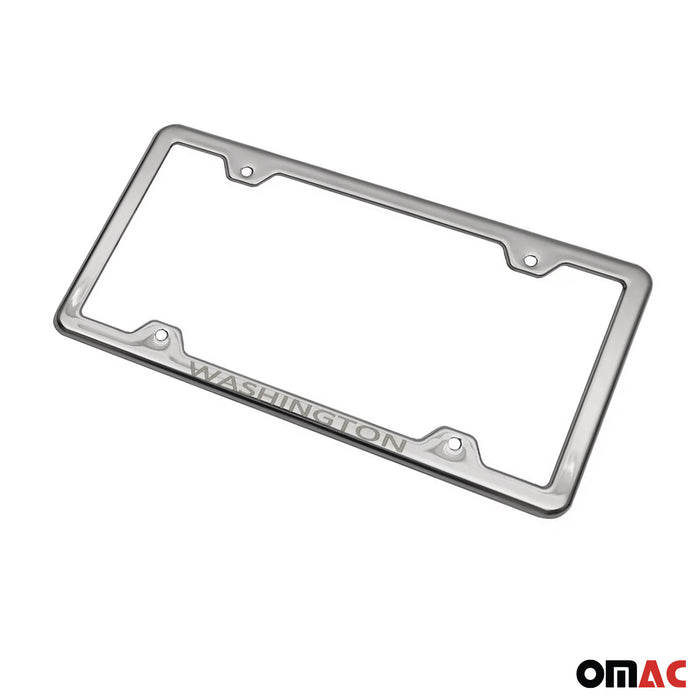 License Plate Frame tag Holder for Toyota Tundra Steel Washington Silver 2 Pcs