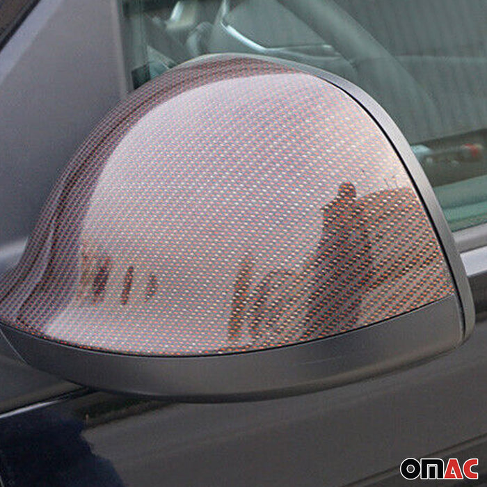 Side Mirror Cover Caps Fits VW T5 Transporter 2010-2015 Carbon Fiber Red 2 Pcs