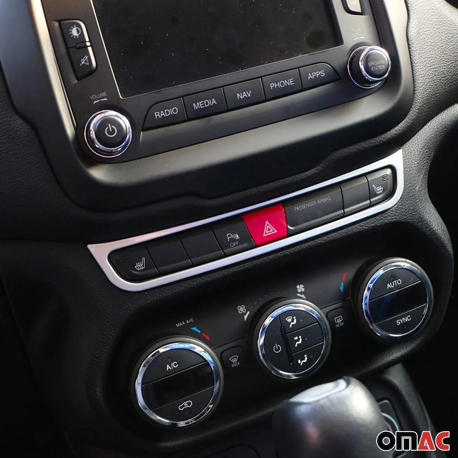 2015-2018 Jeep Renegade Air Condition Switch Trim Frame Silver Chrome 1Pc