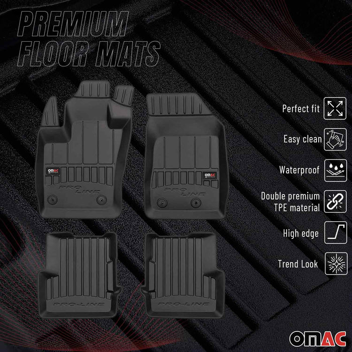 OMAC Premium Floor Mats for Fiat 500X 2016-2023 All-Weather Heavy Duty 4Pcs