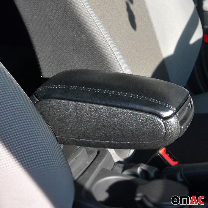 Black Center Console Armrest for Ford Fiesta 2011-19 Hatchback Plastic & Leather
