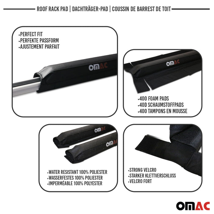 19" Roof Rack Pads Surfboard Windsurf Crossbar Pads for Acura Black 2 Pcs