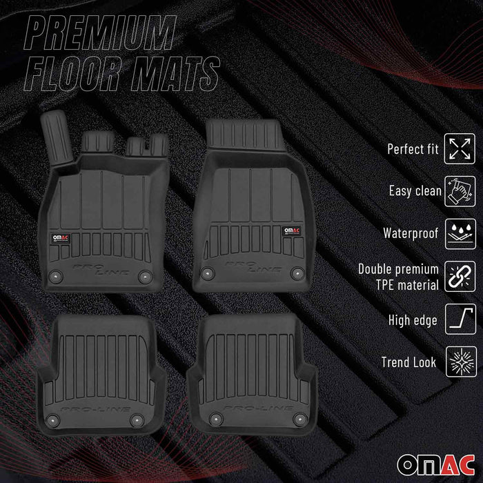 OMAC Premium Floor Mats for  for Audi A6 S6 Avant 2005-2011 TPE Rubber Black 4x