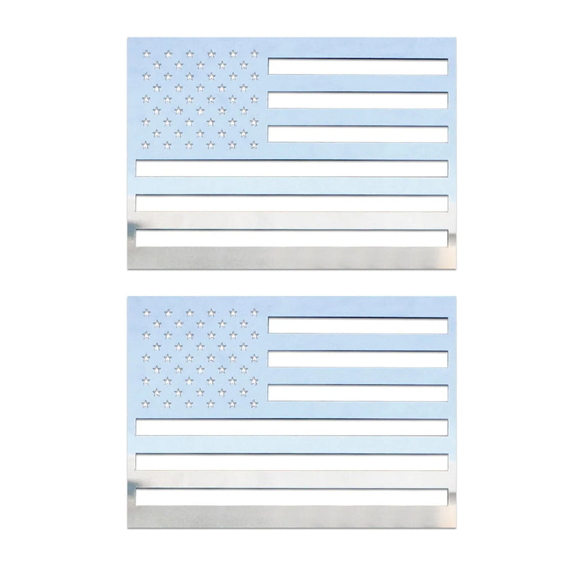 Suzuki Equator US American Flag Chrome Decal Sticker S. Steel S. Steel 2Pcs