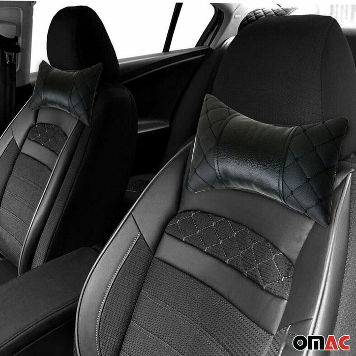 2x Car Seat Neck Pillow Head Shoulder Rest Pad Black PU Leather