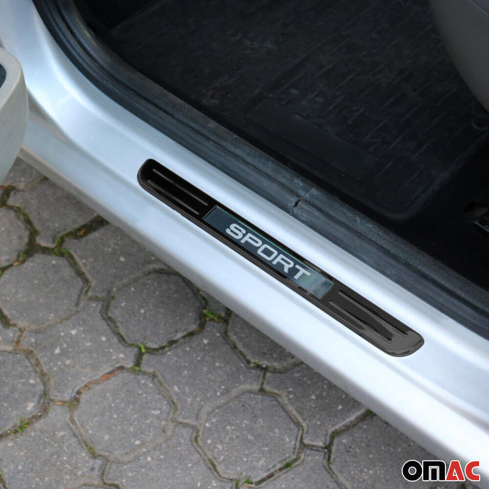 Illuminated Car Door Sill Protector Scuff for BMW Sport Dark Chrome 4 Pcs Steel