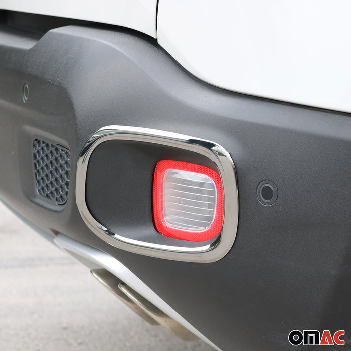Fits Jeep Renegade 2015-2023 Chrome Rear Reflector Lamp Rim Trim S.Steel 2 Pcs