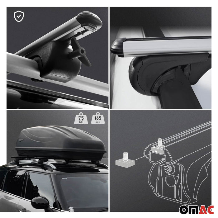 Lockable Roof Rack Cross Bars Luggage Carrier for Honda HR-V 2019-2022 Gray 2Pcs