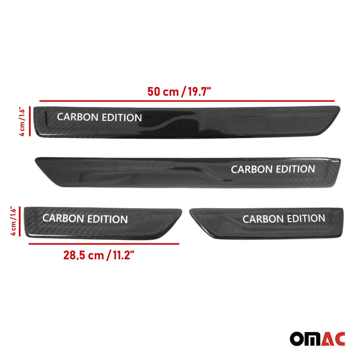 Door Sill Scuff Plate Scratch Protector for Buick Carbon Edition Black 4 Pcs