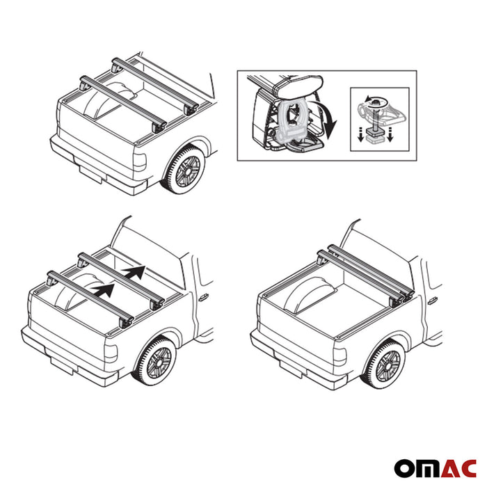 Universal Adjustable Truck Pickup Bed Roof Rack & Fixing Profile Alu. Cross Bar