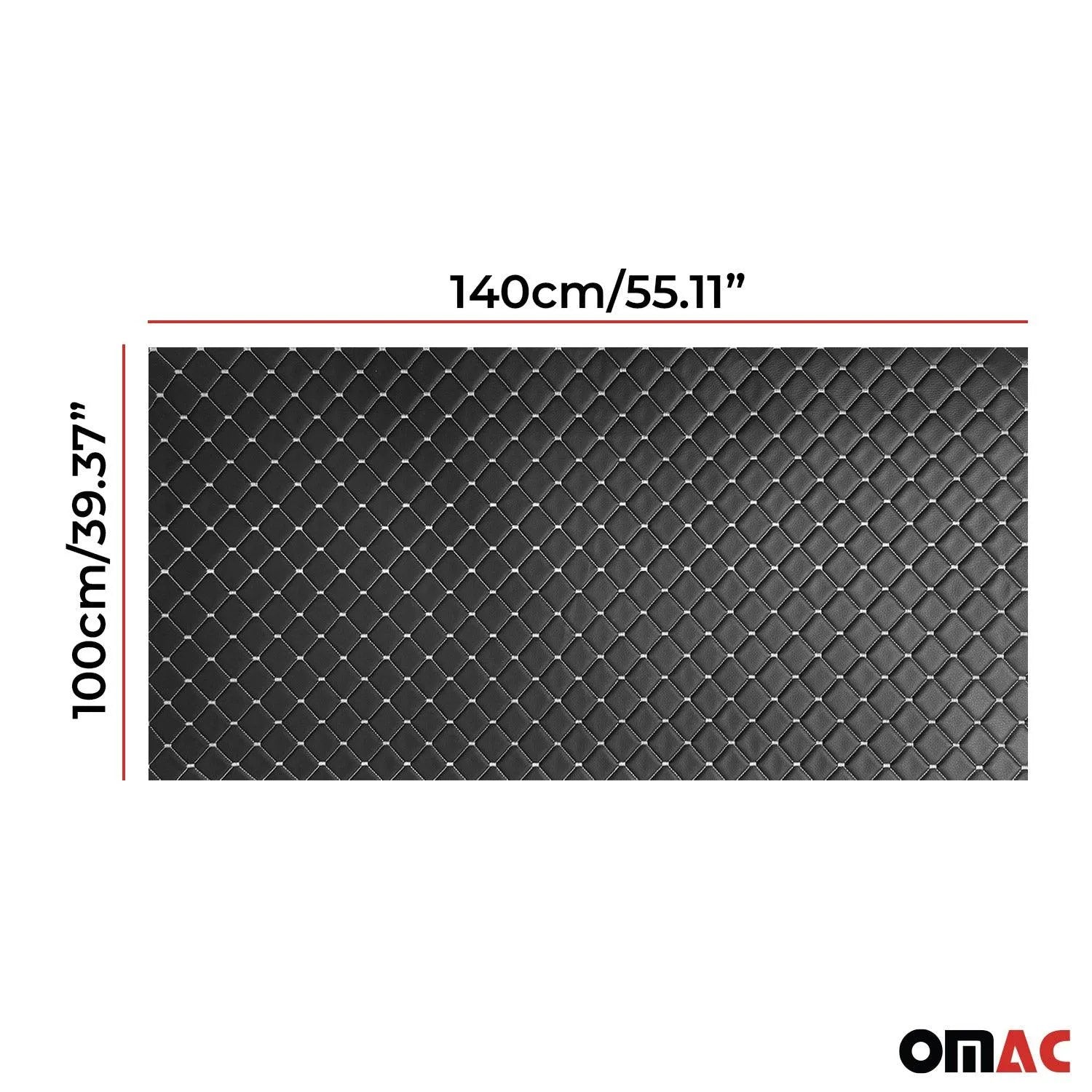 Embossed Gray Faux Leather Lining Silver Stitch Car Upholstery 1 Yardx1.5 Yards