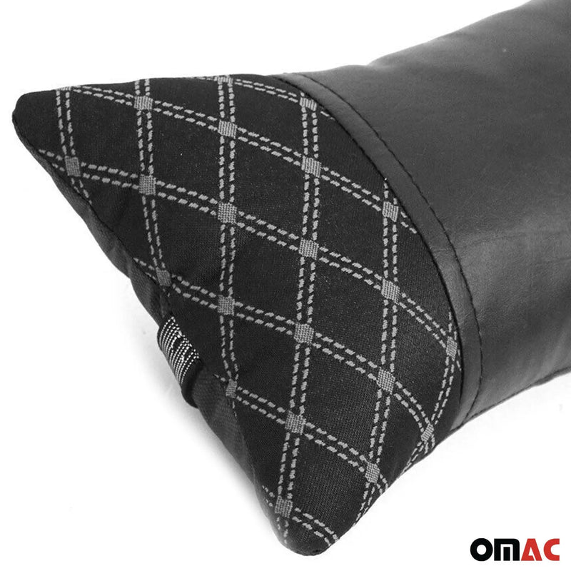 1x Car Seat Neck Pillow Head Shoulder Rest Pad Fabric and PU Leather Black