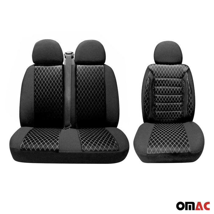 2+1 Set Front Car Pickup Van Seat Cover Protection Fabric Black with Black