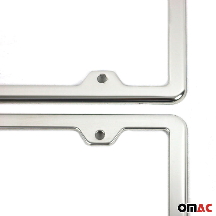 License Plate Frame tag Holder for Toyota RAV4 Steel Gloss Silver 2 Pcs