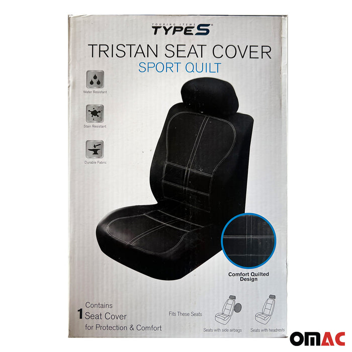 Premium Comfort Black Tristan Sport Quilt Seat Cover Car Truck SUV