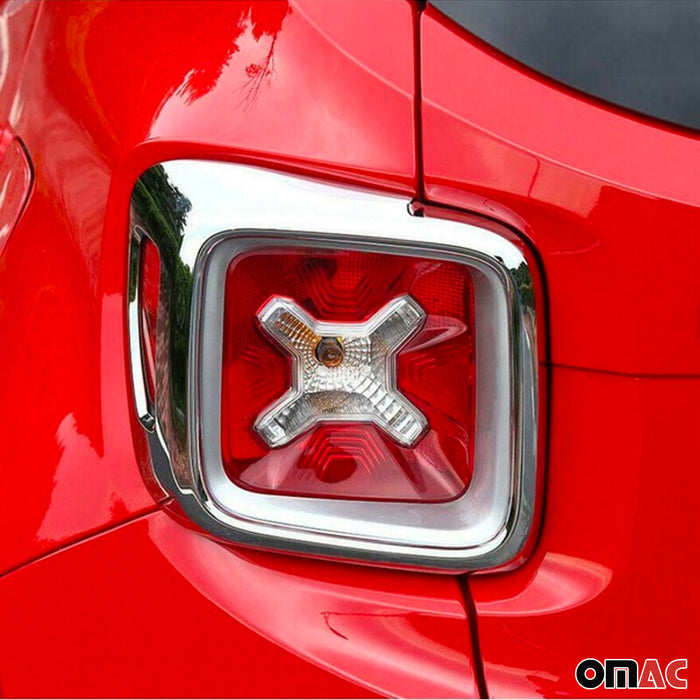 Trunk Tail Light Trim Frame for Jeep Renegade 2015-2018 Chrome Silver 2 Pcs