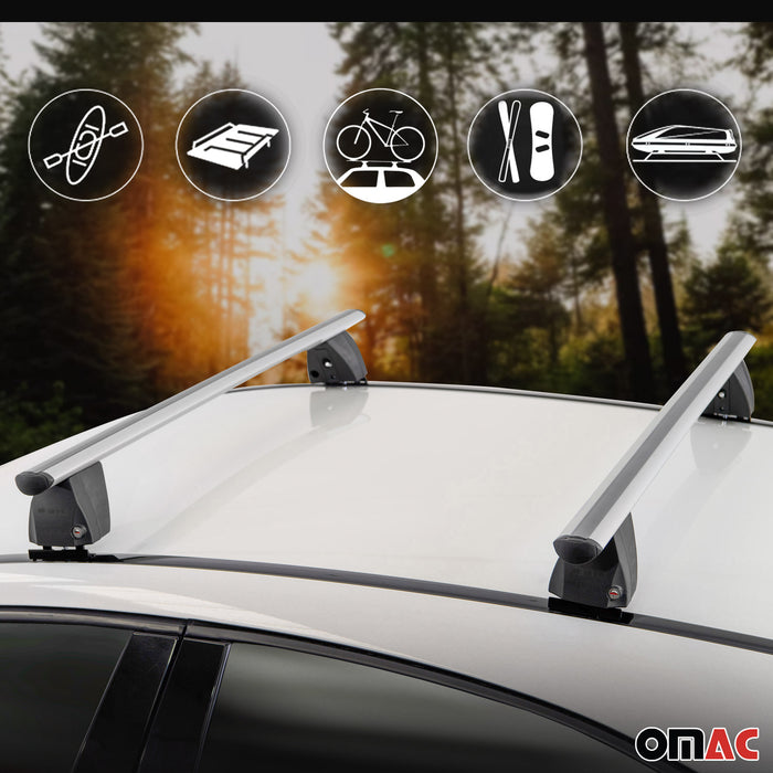 Fixed Point Roof Rack for Mercedes A-Class (W176) 2013-2018 Cross Bars Silver