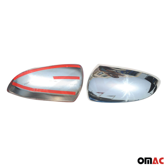 Side Mirror Cover Caps Fits Smart ForTwo 2007-2015 Steel Silver 2 Pcs