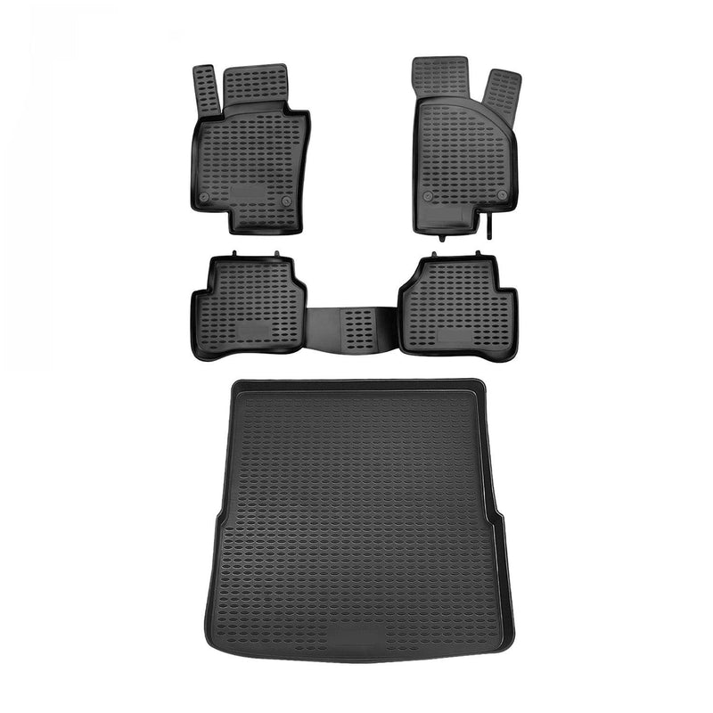 2012-2014 VW Passat B7 Sedan Floor Mats & Cargo Liner Full Set All Weather Black