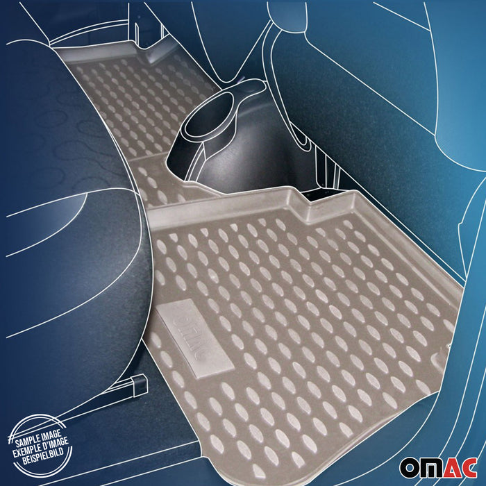 OMAC Floor Mats Liner for Toyota Tundra Double Cab/CrewMax 2007-2013 Beige 4x