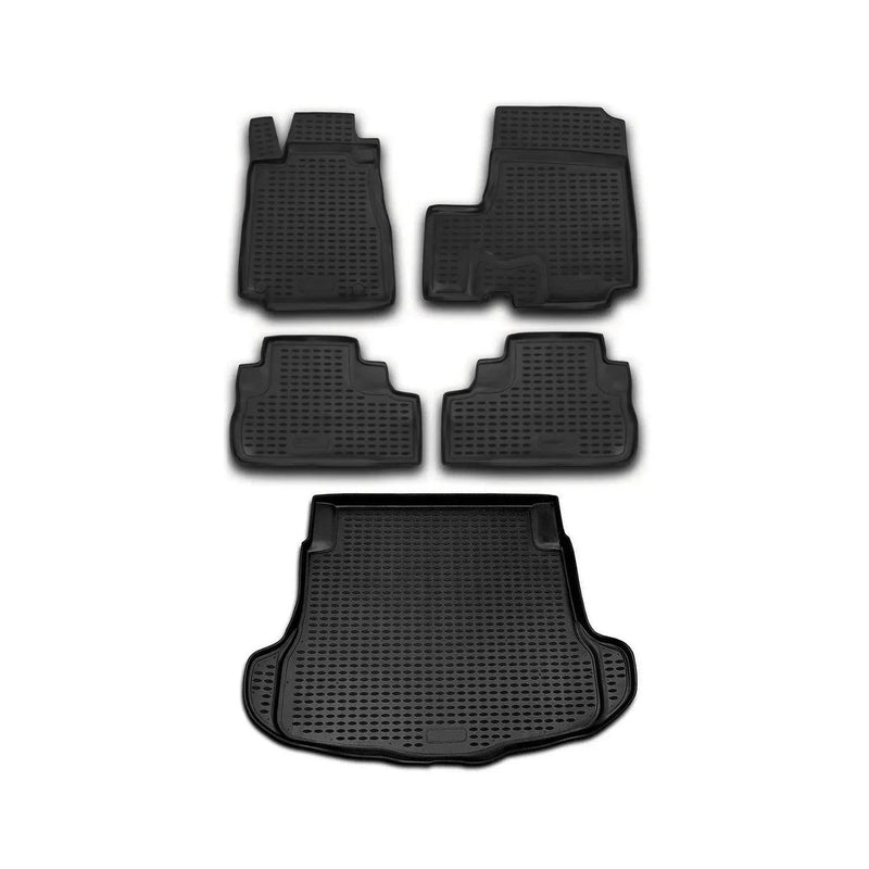 Custom Floor Mats & Cargo Liners for Honda CR-V 2007-2011 Black 5 Pcs - OMAC USA