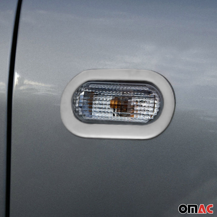 Side Indicator Signal Trim Cover for VW Amarok 2010-2012 Silver Steel 2 Pcs