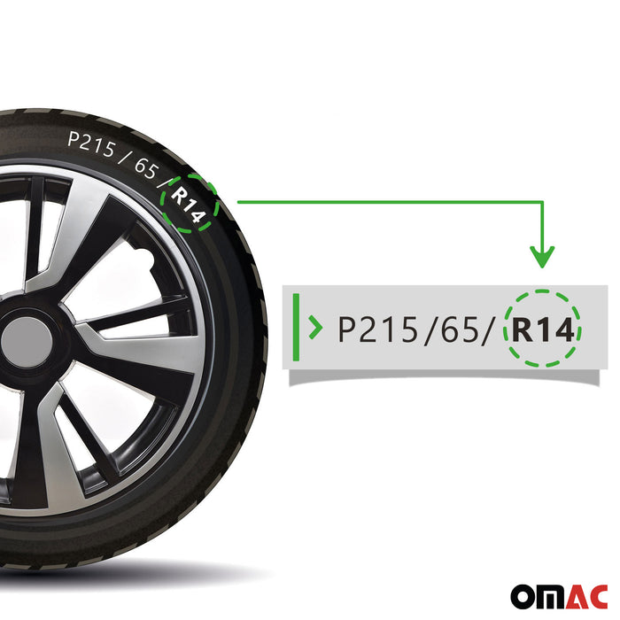 14" Wheel Covers Hubcaps fits GMC Light Gray Black Gloss