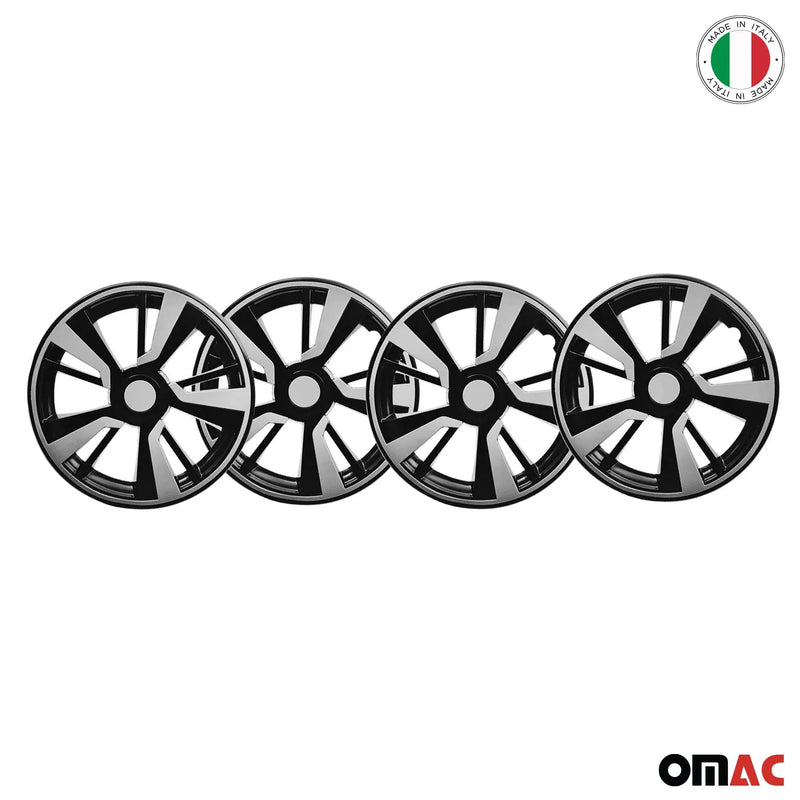 Twintone Hub Caps Wheel Cover 16" Black Matt & White Insert Full Set 4 pcs.