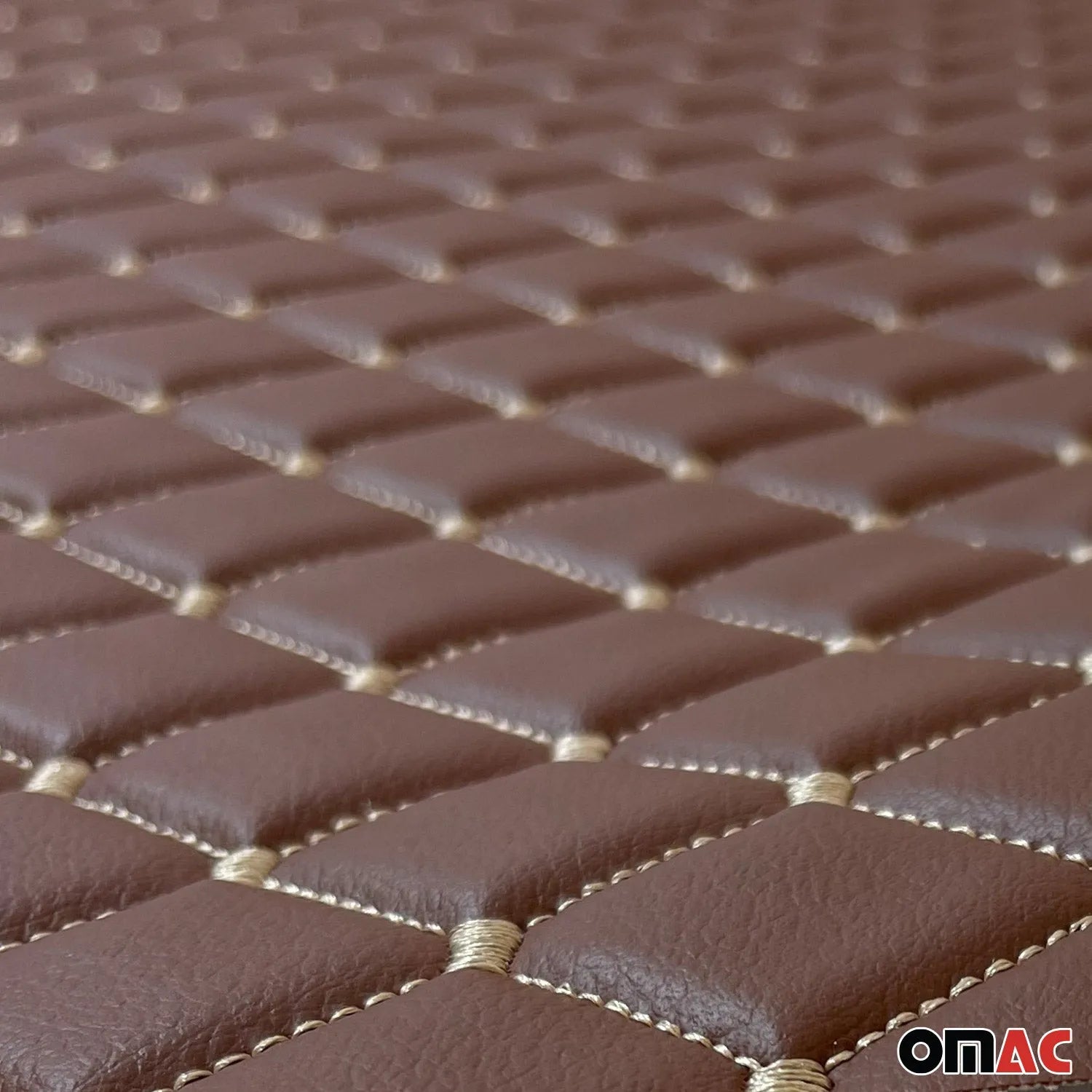 Embossed Brown Faux Leather Lining Cream Stitch Car Upholstery 1 Yardx1.5 Yards