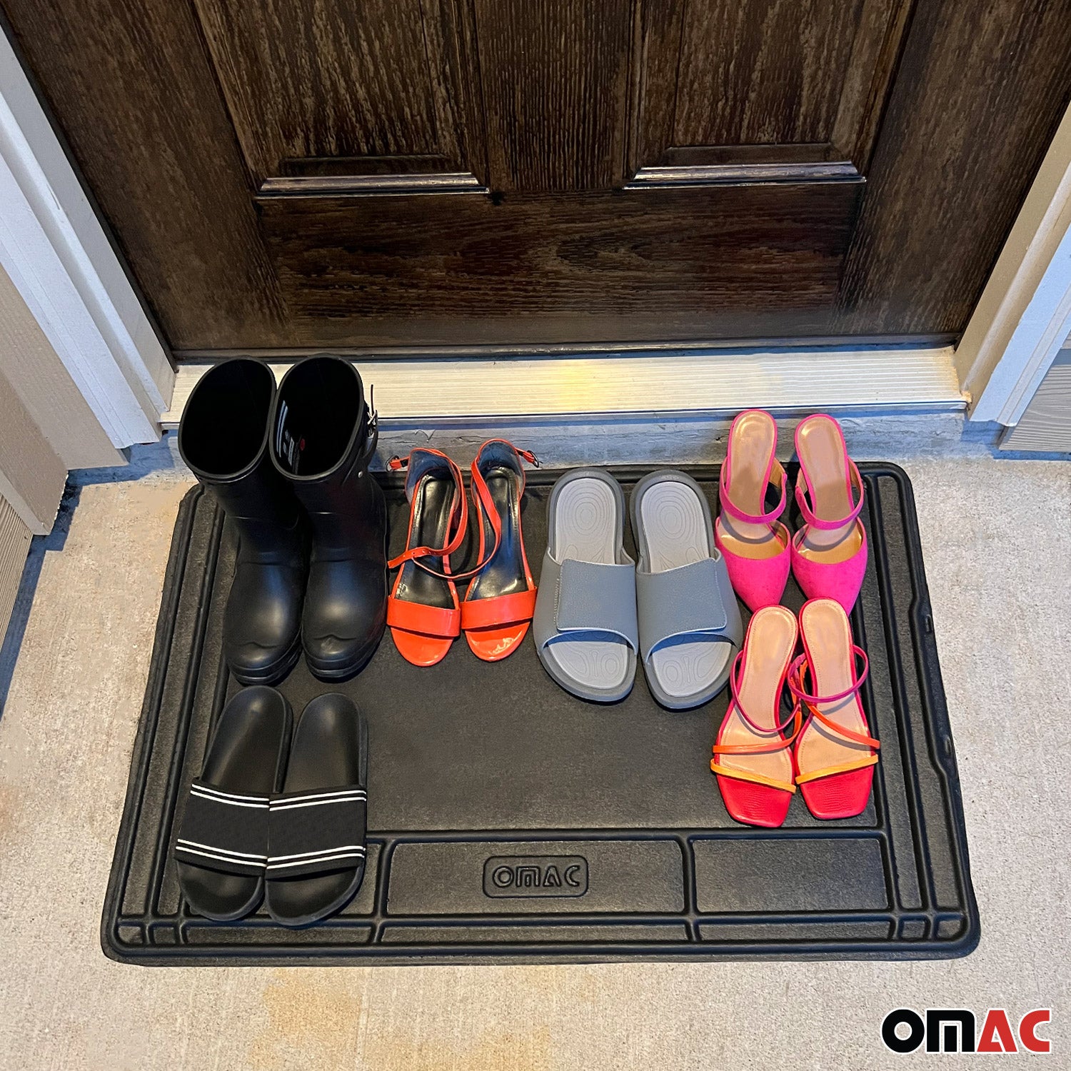 Omac Black Under The Sink Mat Kitchen Cabinet Mat Trimmable Waterproof Raised Edge Cabinet Liner Protector for Kitchen and Bath