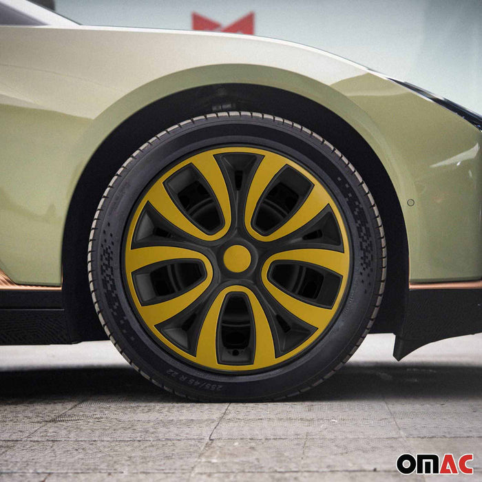 15" Wheel Covers Hubcaps R15 for Toyota Black Matt Yellow Matte