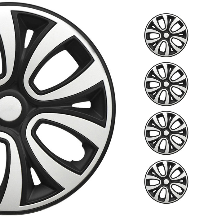 15" Hubcaps Wheel Covers R15 for Mercedes ABS Black White 4Pcs