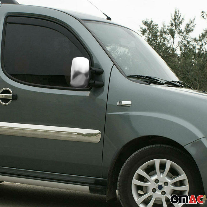 Side Mirror Cover Caps fits Fiat Doblo 2000-2010 ABS Chrome Silver 2Pcs