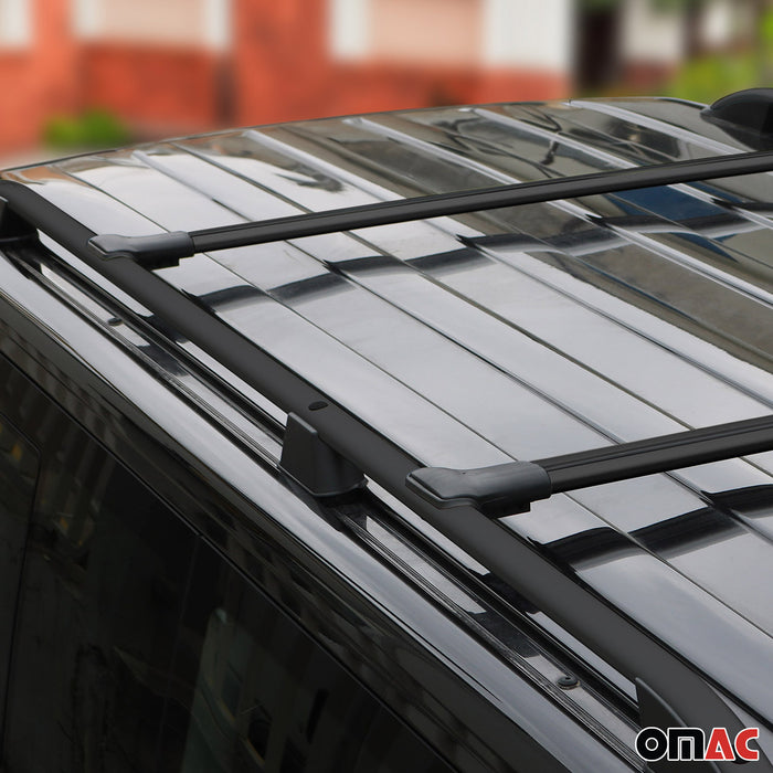 Roof Rack Rail Cross Bars Roof Set for VW T5 Transporter 2010-2015 Black 4Pcs