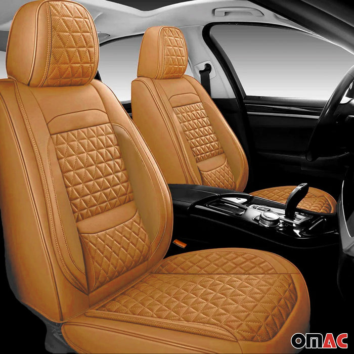 Seat Cover Solutions Leather Car Seat Cover Full Set 5-Seats Front Rear Tan